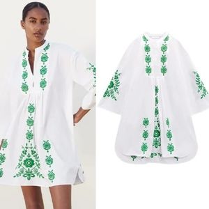 Zara embroidered oversized dress
